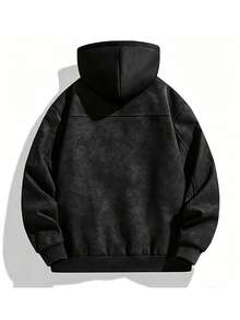 Men's Leather Jacket Autumn/Winter Casual Fashion Minimalist Outdoor Hooded Coat - Black - View 3