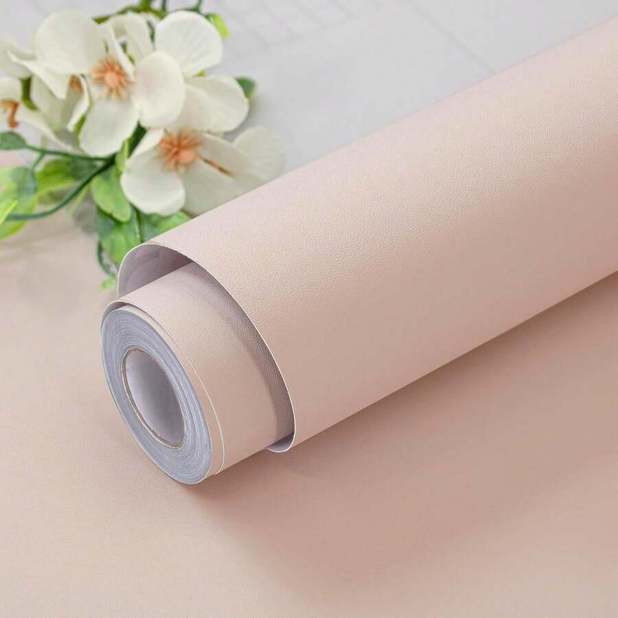 1 Rotolo di Carta da Parati Rosa per Decorazione della Stanza, Carta Adesiva Beige Autoadesiva, Adesivi Rosa Opachi Rimovibili per Decorazione della Stanza, Carta Adesiva in Vinile Impermeabile Autoadesiva per Decorazione della Cucina, Armadi, Camera da Letto, Adesivi per Parete del Bagno - Smerigliato - Visualizzare 1