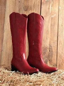 Botas Vaqueras para mujer, Cowboy Boots para Dama con Punta Puntiaguda - Rojo - Ver 4