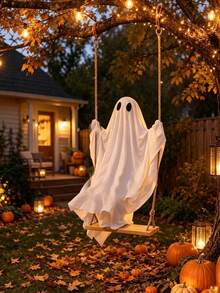 Halloween Hanging Ghost Swing Decor, Pre-Assembled Ready To Hang Ghost, Stable And Adjustable, Durable And Sturdy, Suitable For Porch, Trees, Yard And Entrance, Outdoor Halloween Decoration (Light Not Included) - Multicolor - View 3