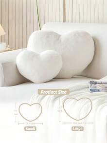 Heart-Shaped Pillow, Soft And Cute Faux Rabbit Fur Heart-Shaped Pillow, Suitable For Spring And Summer Bedroom, Sofa And Bed, Warm Gift For Mom On Mother's Day - White - View 3