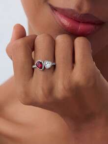 1 buah Cincin Berbentuk Hati Mengkilap Perak Sterling 925 yang Modis, Serbaguna untuk Pakaian Sehari-hari Wanita, Aksesori Pesta, Hadiah Perhiasan Berkualitas Tinggi - Cincin Tetes Air Cinta - View 8