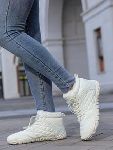 Men's Snow Boots, Winter New Warm, Anti-Slip Cushioned Sole With Waterproof Upper, Thermal Lined Thick Interior, Suitable For Snowy Weather Travel And Tourism. - Off-white - View 8