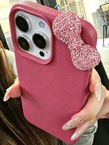 1pc Pink Personalized Full Coverage TPU Shockproof Phone Case Compatible With Apple 17 16 15 14 13 12 11 Pro Max - Hot Pink - View 2