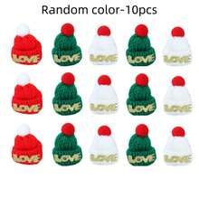 Mini Knitted Christmas Hat & Scarf Set, Red Green Red White Striped Yarn Wine Bottle Decor, Holiday Table Wine Glass DIY Atmosphere Ornament Accessory - Miniature Decoration - View 13