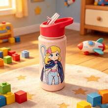 4 Styles Water Bottles With Straw Lid And Handle, Drinking Cups For Boys And Girls, Cartoon Insulated Tumblers Woody Jessie Buzz Multi-Color Print, Portable Water Bottles Suitable For School, Travel, Outdoor Sports, Holiday Gifts - Multicolor - View 3