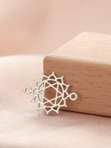 TEAMER 1pc/Pack Fashionable Stainless Steel Hollow Yoga Seven Chakras Pendant, Exquisite Geometric Design Handmade DIY Accessory For Necklace, Bracelet, Earrings, Keychain, Bag Charm - Fashion Series - View 7