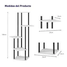 Bluelander Soporte para Plantas 108*24*24 cm, Soporte para Flores de 5 Niveles, Soporte para Plantas Interior, Estante para Plantas Capacidad de 15 a 20 kg, Mueble para Plantas, Plantas Blanco/Negro - Multicolor - Ver 5
