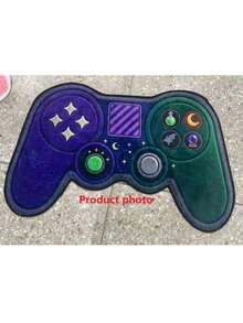1pc Purple & Green Game Controller Rug, Living Room Carpet, Room Decoration, Halloween Gift, Bathroom Rug, Washable - Purple and Green Gaming Controller - View 4