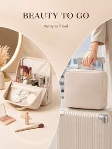Portable Travel Makeup Bag, Makeup Storage Bag, Makeup Bag With Brush Slots, Zipper Closure, Toiletry Bag, Storage Bag, Storage Bag, Suitable For Travel Makeup Storage Bag - Multicolor - View 8