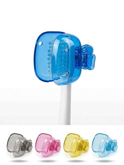 2pcs Fashionable Mini Cartoon Portable Travel Toothbrush Head Protector Case, Toothbrush Head Storage Box, Keeps Toothbrush Clean And Dust-Proof During Travel, Suitable For Most Manual And Electric Toothbrushes, Applicable For Bathroom, Gym, Travel, Vacation, Yacht, Beach, Outdoor Camping, Dormitory