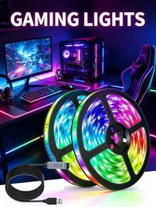 USB Ambient Light Strip, 5V 7-Color TV Backlight Ambient Light, Gaming Room Indoor Ambient Light, RGB Light Strip Set, LED Light Strip For TV, 3-Key Control LED Light Strip, USB 5V Light Strip For TV Backlight Home Party Decoration Soft Strip, Length From 99.97cm To 30.48m Optional, Suitable For TV, Room And Christmas Decoration. Widely Used For Car Decoration, Party Ambient Lighting - Colored Light - View 12