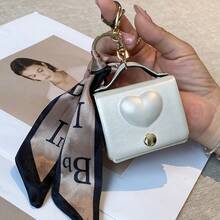 Heart-Shaped Coin Purse Keychain With 3D Embossed Design, Square Shape, Can Hold Coins, Earphones, And Small Items, Bag Accessory, Versatile For Various Occasions, Full Of Unique Design, A Must-Have For Fashion Girls, A Light Luxury Accessory For Fashionistas - Red - View 9