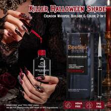 Beetles 1PCS Halloween Nail Builder Gel, Crimson Whisper Red 8-In-1 HEMA-Free & TPO-Free Builder Gel With Brush For Instant Apex, Thickening & Short Extensions, UV LED Cured DIY Manicure - Halloween Builder Gel - 查看 1