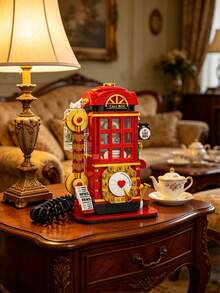 662pcs Vintage London Red Telephone Booth Building Blocks, Nostalgic British Street Landscape Brick Decor, Suitable For Home Desk, Valentine's Day And Birthday Collection Gift, Classic British Vintage Telephone Booth Building Block Set - Multicolor - View 6
