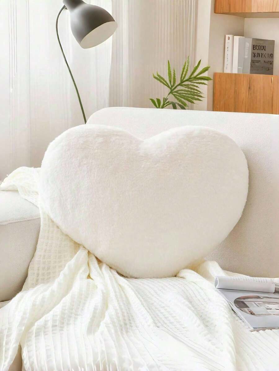 Heart-Shaped Pillow, Soft And Cute Faux Rabbit Fur Heart-Shaped Pillow, Suitable For Spring And Summer Bedroom, Sofa And Bed, Warm Gift For Mom On Mother's Day