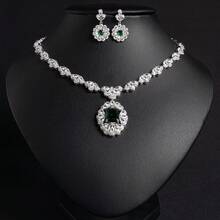1 Set Women's Fashion Jewelry Set, Zirconia Inlaid Earrings And Necklace, Combination Jewelry, Suitable For Women's Holiday | Party | Banquet | Multi-Occasion Wear, Gift - Jewelry Set - View 6