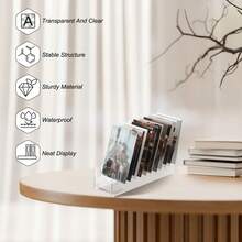 Portable Transparent Acrylic Card Display Holder,1set Ment Desktop Rack For Greeting Cards Postcards Stickers,Multi‑Purpose Collectible Storage Box - B - View 6