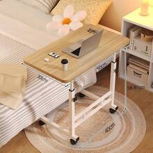 1pc Adjustable Height Mobile Computer Desk With Sturdy Iron Frame And Wooden Desktop, Suitable For Home Office, Living Room Sofa, Sit-Stand Height Adjustable Workstation - Multicolor - View 16