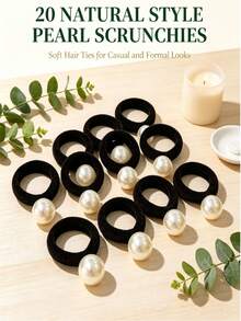 20PCS/10PCS/5PCS/3PCS/1PC Premium Faux Pearl Hair Ties, Durable High Elasticity Ponytail Hair Bands, Women's Hair Accessories - Multicolor - View 2