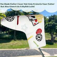 Fun Poker Embroidered Straight Putter Cover, Black And White Dual Color Options, Cool Style, Golf Accessory - White - View 5