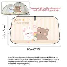 1pc Cute Bear & Rabbit Car Sun Shade, Universal Summer Car Sun Visor, Heat Insulation & UV Protection, Double Ring Front Windshield Sunshade - One Size Fits All - View 15