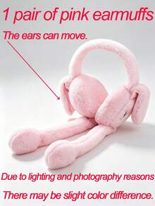 1pc Cute Rabbit Ear Muffs For Kids, Suitable For Autumn/Winter, Warm Plush Material, Movable Ears, Cartoon Design, Windproof, Cold-Proof, Soft And Comfortable, Essential For Winter Outings - Multicolor - View 14
