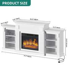 BALCONERA 183cm Electric Fireplace TV Stand With Storage, Modern Entertainment Unit With Realistic LED Flame Heater, 7-Day Programmable Timer Remote & Colour Mood Lighting For Living Room - UK Plug(220-240V) - View 3