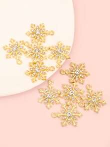 10pcs Exquisite Shiny Snowflake Design Alloy Charms For DIY Temperament Necklace Bracelet Earrings Keychain - Christmas Day, Xmas Tree, New Year Decor - Delicate Snowflakes - View 12