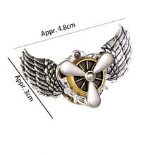 Punk Wing Brooch Gothic Vintage Airplane Gear Pin Steampunk Lolita Gear Cosplay,Halloween - A - View 8