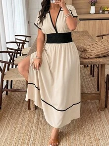 Plus Size Dresses - Apricot - View 1