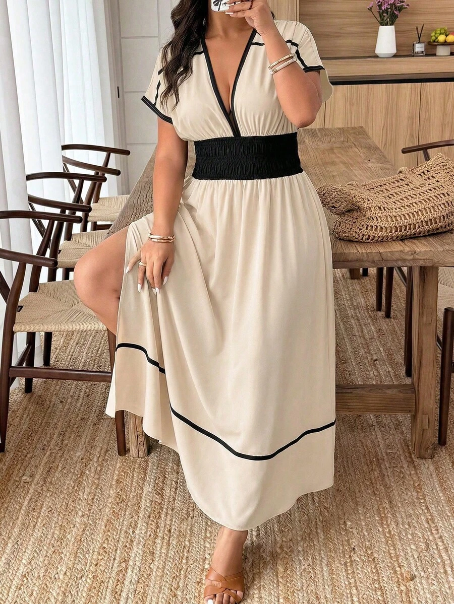 Plus Size Dresses - Apricot - View 1