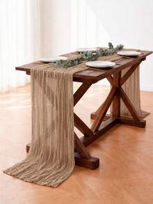 1pc/5pcs 90*180cm Solid Color Table Runner, Minimalist Polyester Tablecloth Decor, Suitable For Dining Table,For Weddings,Wedding Decor,Room Decor,Home Decor,Kitchen Decor,Party Decor,Can Be Used As Chair Back Ties,Festivals - View 1