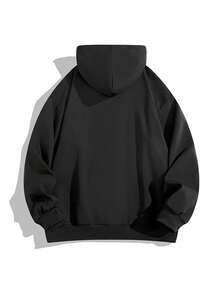 Men's Autumn/Winter Hooded Sweatshirt, Outdoor Fashion Casual Kangaroo Pocket Jacket Top - Black - View 3