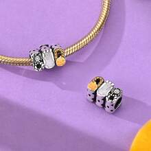 1pc Silver-Plated Halloween Theme DIY Beaded Accessory, Pumpkin, Haunted House, Coffin, Skull, Ghost Multiple Pendant Styles, Vintage Distressed Enamel Craft, Compatible With Snake Chain Bracelet And Necklace Assembly, Holiday Atmosphere Handmade Accessory Parts - Multicolor - View 5