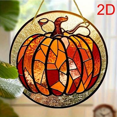 2D Plane, 2D Plane Vibrant Acrylic Pumpkin Window Hanging Sun Catcher - 2D Plane Autumn Decoration, Suitable For Home, Garden, Farmhouse Or Outdoor Yard - No Electricity Required, Perfect Holiday Gift, Outdoor Decor, 2D Plane Halloween Christmas Decoration