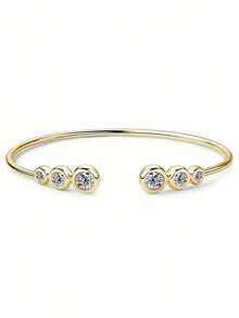 KAHOOT 925 Sterling Silver Moissanite Bracelet, Suitable For Men And Women, Essential Gift, Suitable For Party Wear, Comes With Gift Box And GRA Certificate - Gold - View 3