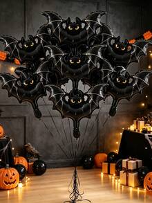 10pcs 16-Inch Mini Bat Shaped Halloween Party Decoration Cartoon Foil Balloon Set Suitable For Halloween Decoration (Ribbon Not Included) - Mini Bat - View 6