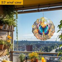 3D 1pc "Blue Butterfly Resting On Yellow Leaf" Rotating Hook 360° DIY Creative Wind Chime, Durable Metal Material Christmas Gift Decoration (Pendant Not Included), Random Style - A - View 7