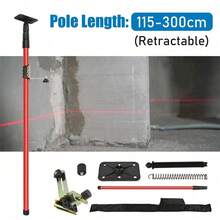 5/8" Bracket & 1/4" Adaptor Nut Telescopic Level Support Rod, 115–300cm Length Adjustable Extendable Pole – Heavy Duty Extension Bar For Laser Level Mounting, Surveying And Construction Site Use - A - View 7