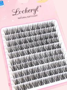 Lvcheryl 100 Clusters Fluffy Messy Eyelash Extensions, Individual DIY Lash Clusters, Natural Daily Use,Black & Brown Color Beginner-Friendly Messy Cluster Lashes,Natural Look Fake Eyelashes - C - View 9