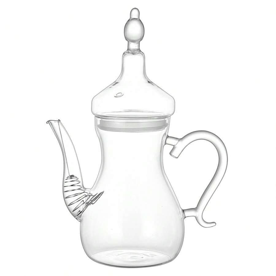 1pc Handmade Glass Teapot - Glass Coffee Pot - Directly Heatable On Open Flame - Lamp Shaped Pot - Large Capacity 500ml - Flower Tea - Beauty Afternoon Tea Pot - Home Kitchen Storage Supplies - White - View 1