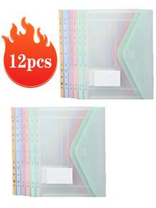 6pcs A4 PP Frosted Plastic Index Dividers, 11-Hole Loose Leaf Labels With Transparent Pockets, Macaron Mixed Color File Organizers, Suitable For School Office Stationery Storage, Cute Minimalist Desk Accessories - 6-color Assorted - View 7