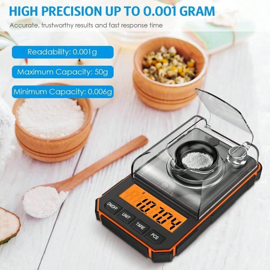 KIT com 4 Mini Balanças Digitais de Alta Precisão Profissional, Medição Exata de 0,001g a 50g, Equipamento Compacto e Versátil para Cozinha, Padaria e Laboratório, sem bateria