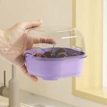 Mesuca 2-In-1 Fruit Washing Basket Kitchen Storage Bowl, Purple Large & White Medium, Double Layer Drainage Design Detachable Strainer Basket Set, 2pcs - Large + Medium - View 5