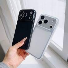 1pc Ins Side Heart Full Coverage Shockproof Phone Case, Compatible With 17 16 15 14 13 12 11 Pro Max, Transparent Phone Protective Cover Waterproof Shockproof Scratch-Resistant - Black - View 4