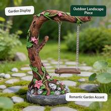 1pc Miniature Landscape Decoration Accessory, Also Suitable For Reptile Terrarium Decor, A Romantic And Elegant Resin Swing Ornament, Perfect For Decorating Living Room, Bedroom, Garden, A Romantic And Unique Holiday Gift - Swing - View 9