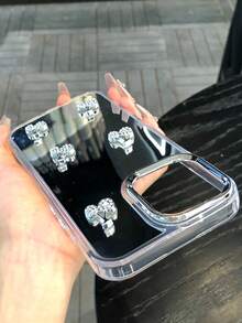 1個精緻亮面鏡面手機殼，新款熱銷Apple 17 PROMAX手機殼，飾有閃亮水鑽櫻桃，精緻優雅，完美打造甜美時尚的日常造型，充滿夏日氛圍，送給朋友的理想禮物，防震、防滑、防刮，相容於Apple 17 PROMAX/PRO/AIR/16/15/14/13/12/11/ S20-25Ultra/FE/手機 - 銀色 - 查看 11