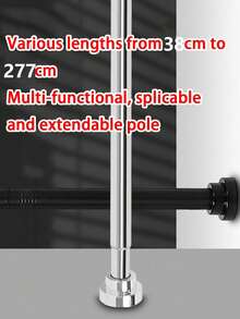 Adjustable Stainless Steel Telescopic Rod Clothes Rack, Durable No-Drill Curtain Rod, Multi-Purpose Hanging Bar, Suitable For Living Room, Laundry Room, Balcony, Bathroom Storage And Organization, Easy To Install And Use - B - View 3