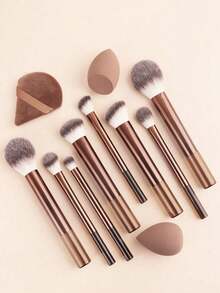 Brown Makeup Brush Set, Essential For Daily Travel And Makeup - Multicolor - View 7